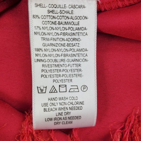 Free People Womens Lace Peplum Dress Deep Pink Red Size 2 Cotton - Picture 8 of 8